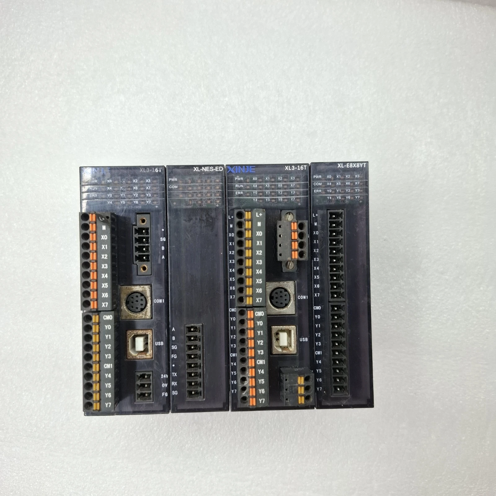 XINJE XL3-16T + XL-NES-ED + XL3-16T + XL-E8X8YT PLC SET (USED CONDITION)